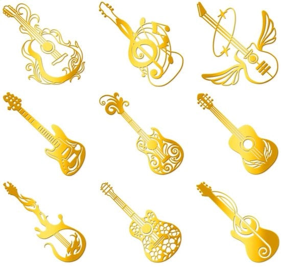 Sticker Autoadesivi Gialli - 9 Stuks - 4 cm x 4 cm - Decorazione Chitarra - Impermeabile - Artigianato - Album Etichette - Sticker Decorativi