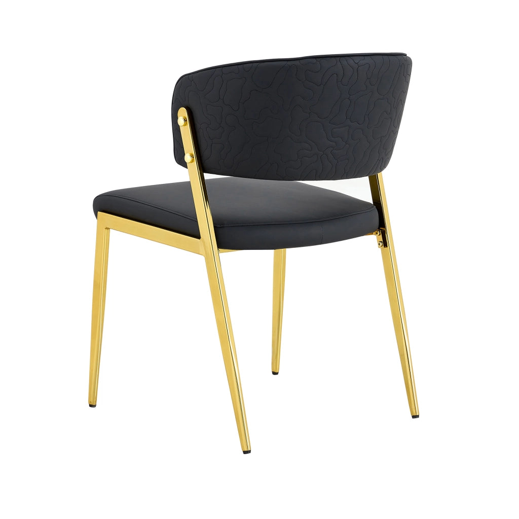 SEDIA da pranzo moderna con schienale curvo in PU nero, Set da 2 pezzi