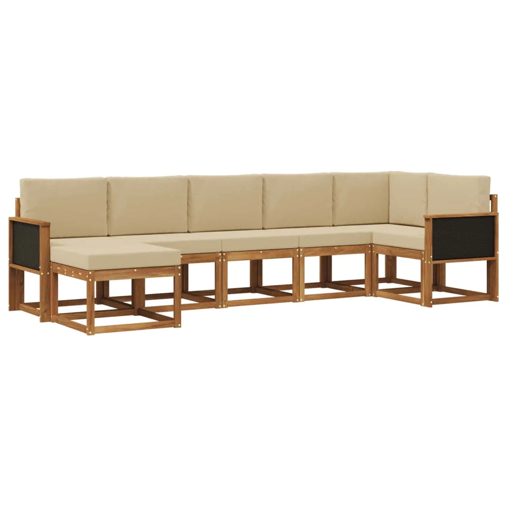Set di divani da esterno 7 pcs Naturale e Beige Poliestere 3385384