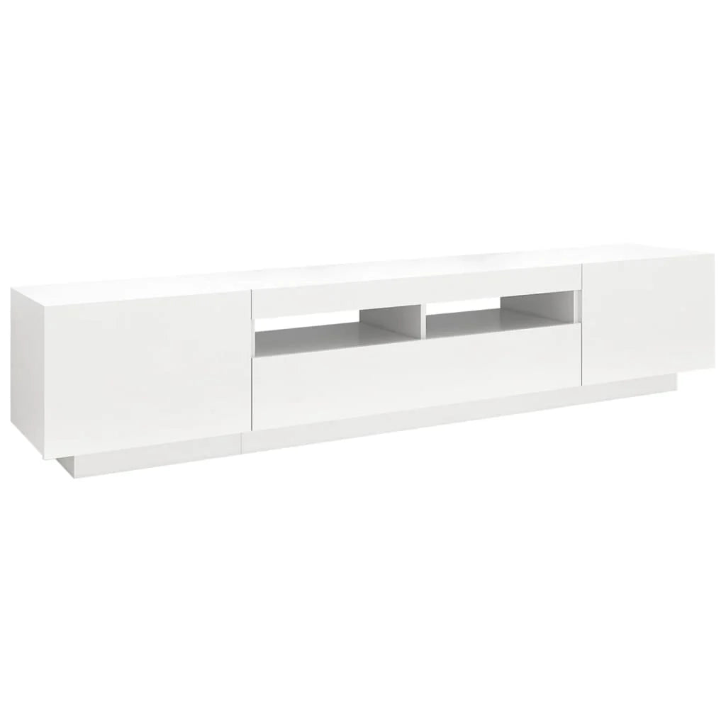 Mobile TV multimediale scaffale TV credenza mobile TV per sala da pranzo soggiorno camera da letto con luci LED 200 x 35 x 40 cm bianco 02_0026548