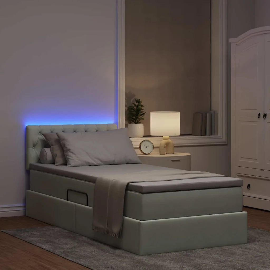 Letto con contenitore e LED Grigio chiaro 90 x 200 cm Velluto 3371427