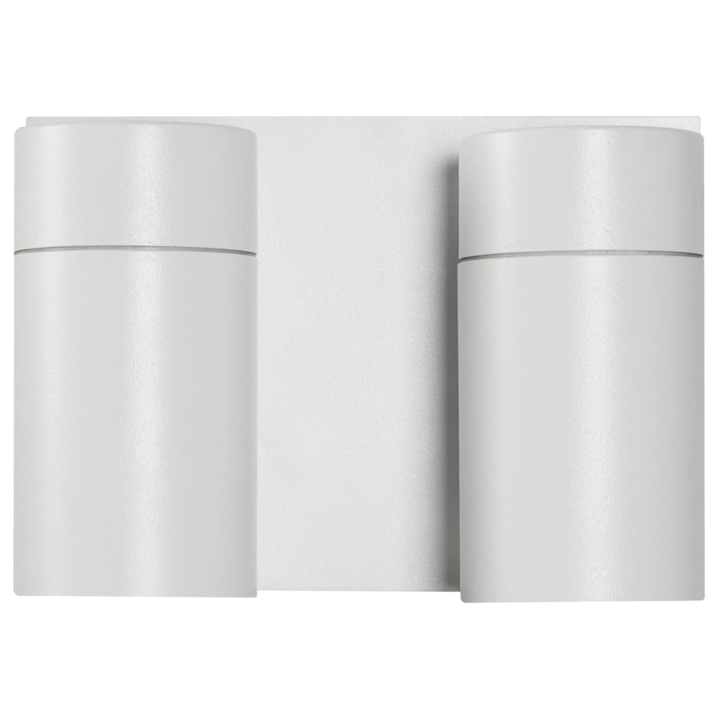 Lampada da parete per esterni in alluminio bianco con 2 faretti, illuminazione da esterno moderna