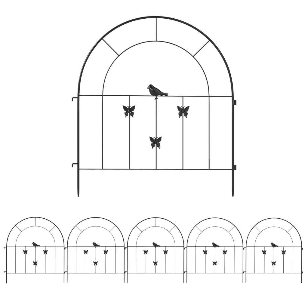 RECINZIONE DA GIARDINO 300 x 70 cm Nero Set da 5 pezzi in acciaio