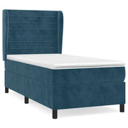Letto singolo | Letto per adulti | Giroletto a Molle con Materasso Blu Scuro 90x190 cm in Velluto