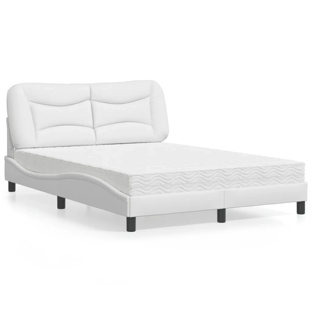 Letto con Materasso Hvar Bianco 140x190 cm in Similpelle