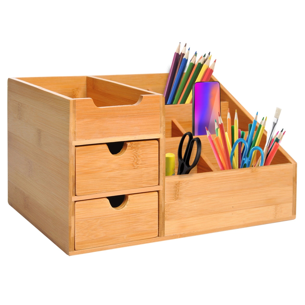 Organizzatore per scrivania con cassetti ¨C Minimal ¨C Legno naturale 33x20,5x15,5 cm