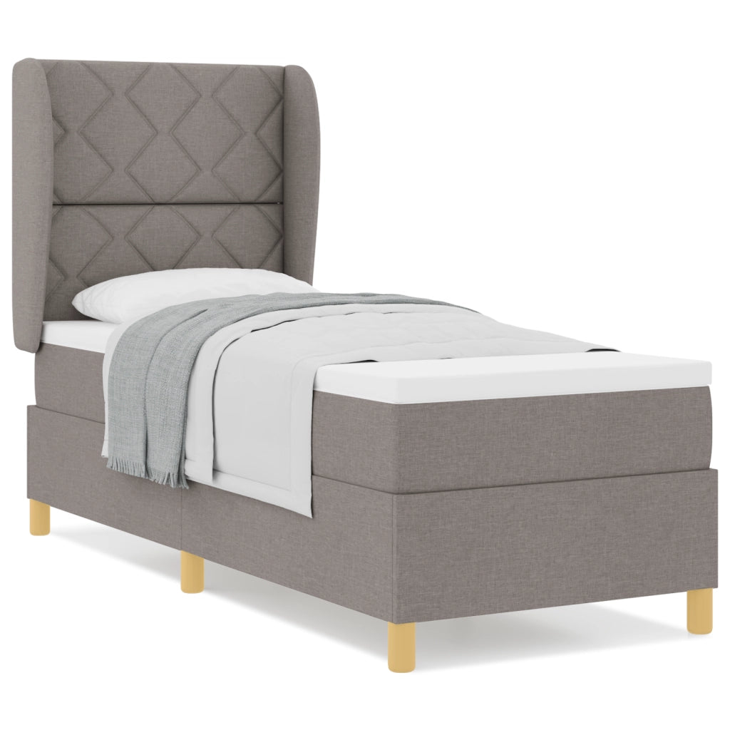Letto Box Spring con Materasso Tortora 80x200 cm Tessuto