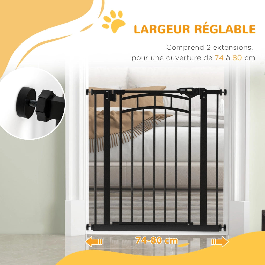 Cancelletto di sicurezza per cani estensibile ¨C Xylo ¨C doppia chiusura 74-80x76 cm nero