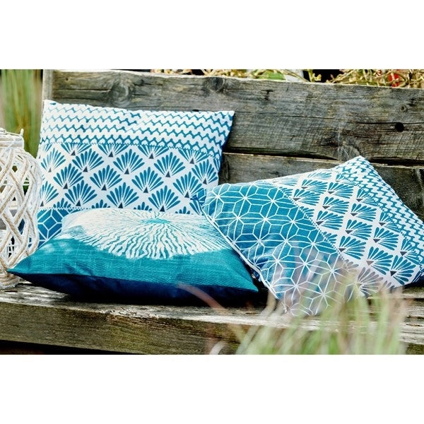 CUSCINO 45X45CM DECORATO BLU DA ESTERNO IN POLIEST