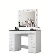 Comodino "Baria" con specchio in legno - 120 x 44 x 80 cm - Bianco