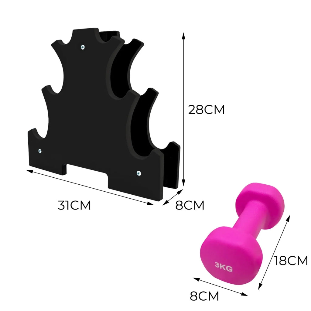 Body Revolution Set 6 Manubri Neoprene 12kg 1kg 2kg 3kg con Supporto