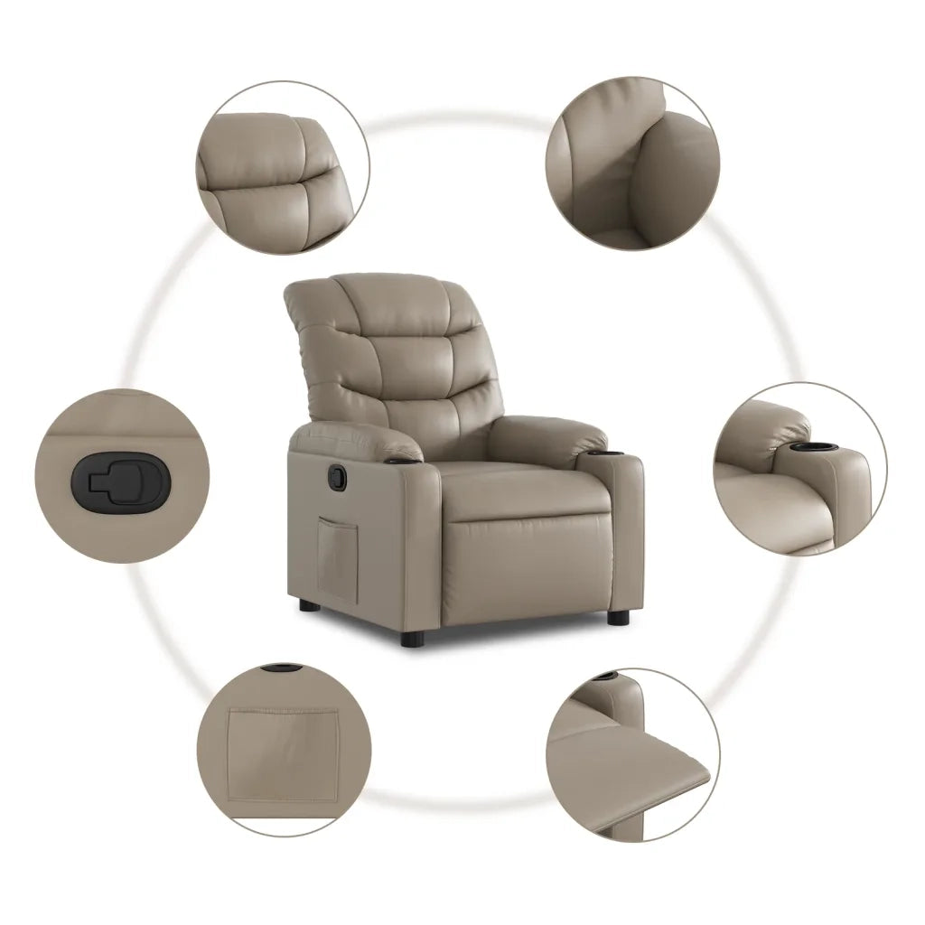 Divano Sedia-Poltrona Reclinabile Cappuccino in Similpelle 828596