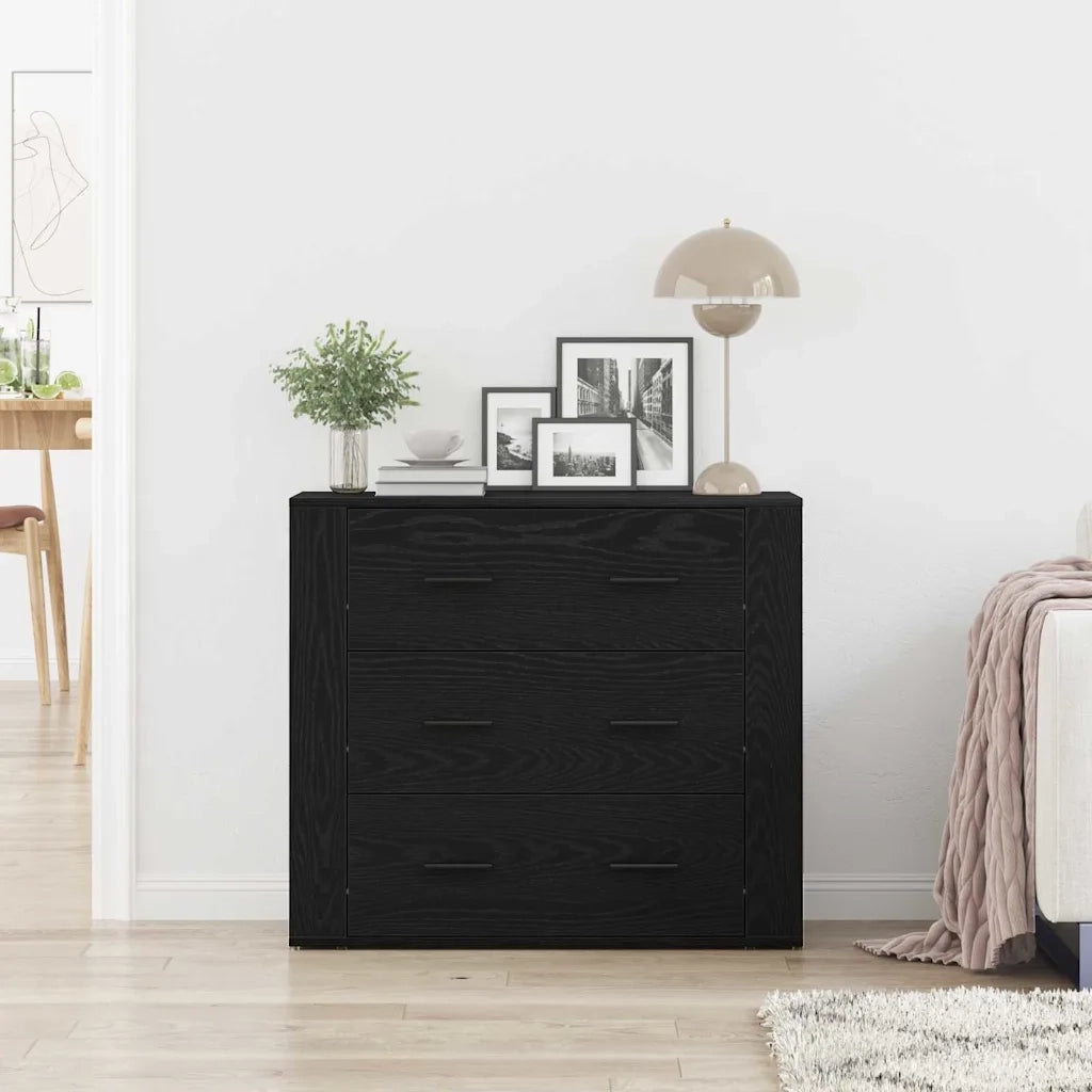 Credenza Rovere Nero 80 x 33 x 70 cm Legno multistrato 862802