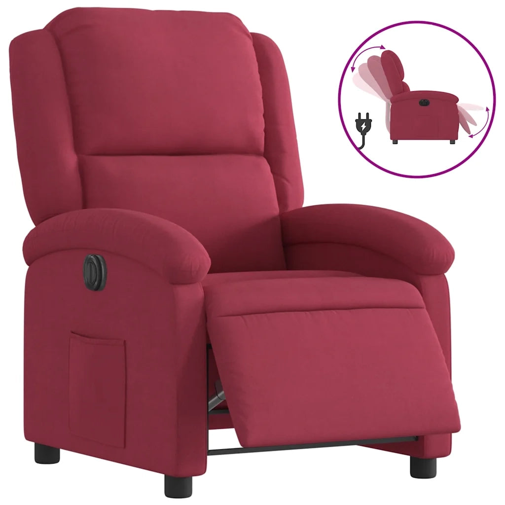 Poltrona | Sedia Relax Elettrica Reclinabile Rosso Vino in Tessuto