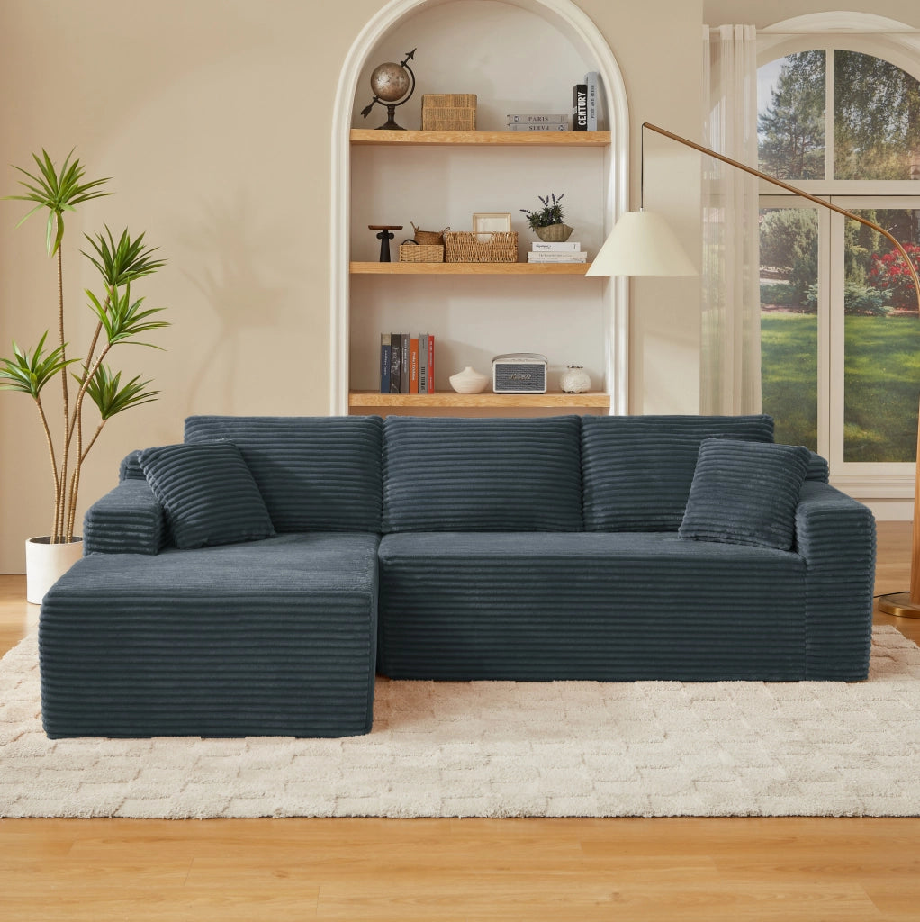Divano modulare ad angolo a forma di L con schiuma memory e chaise longue oversize