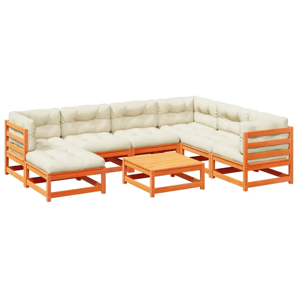 Set Divani Giardino 8 pz con Cuscini Marrone Cera Massello Pino 3299557