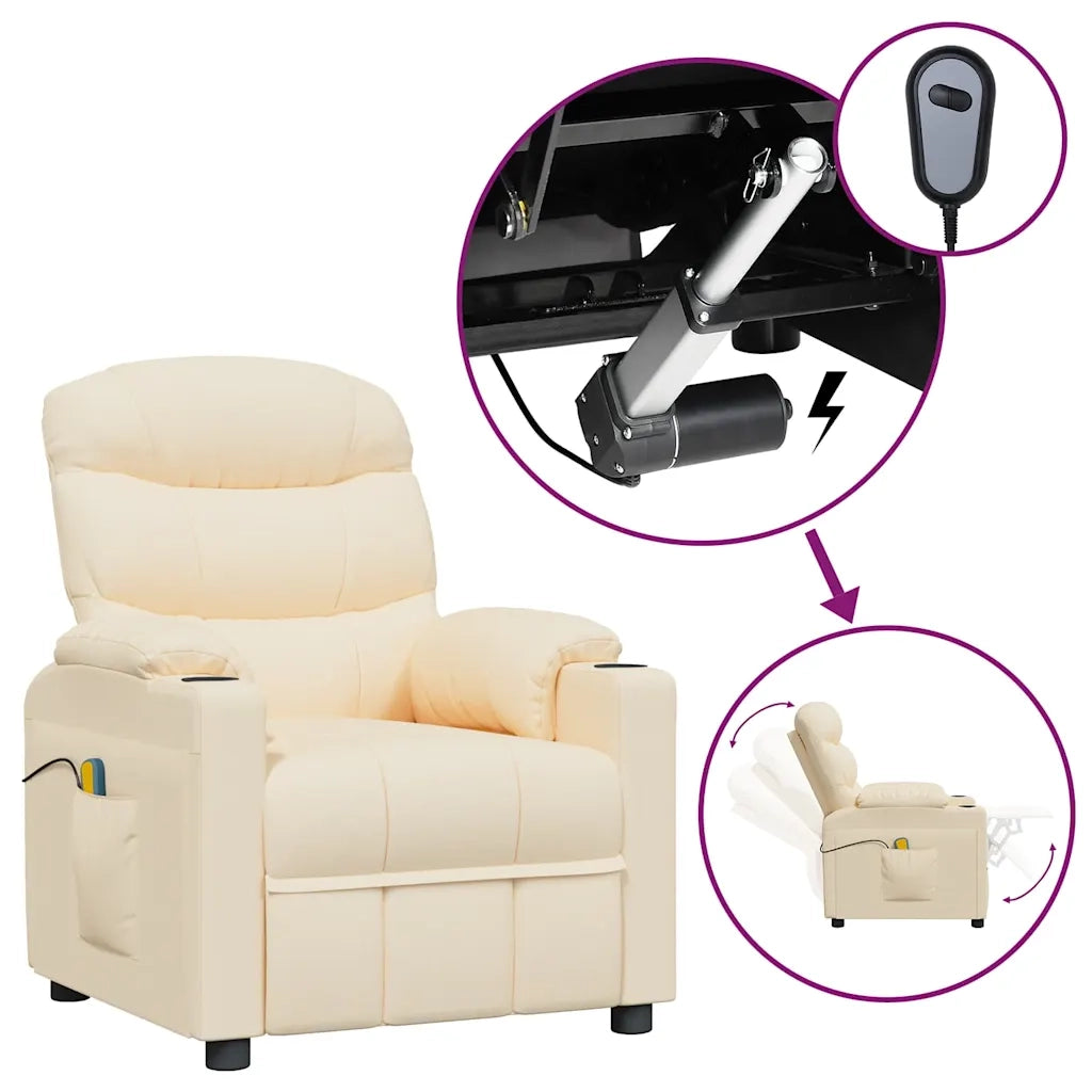 Poltrona Massaggiante Elettrica Crema in Tessuto cod mxl 32508