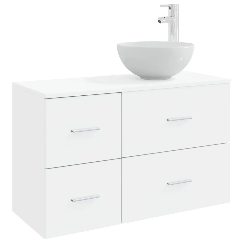 Set di mobili per il bagno 2 pcs Bianco Legno ingegnerizzato 3403944