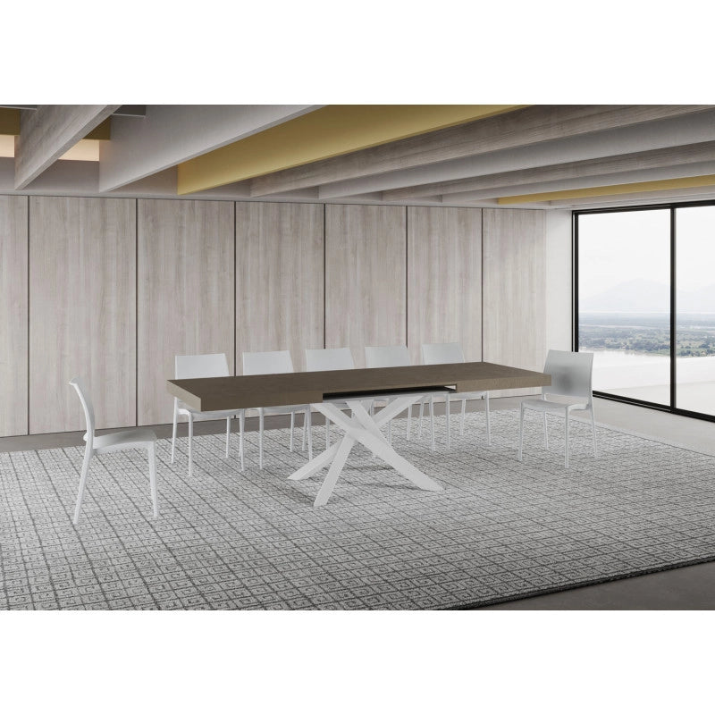 Tavolo allungabile 160/420x90 cm Volantis telaio Bianche - Tortora