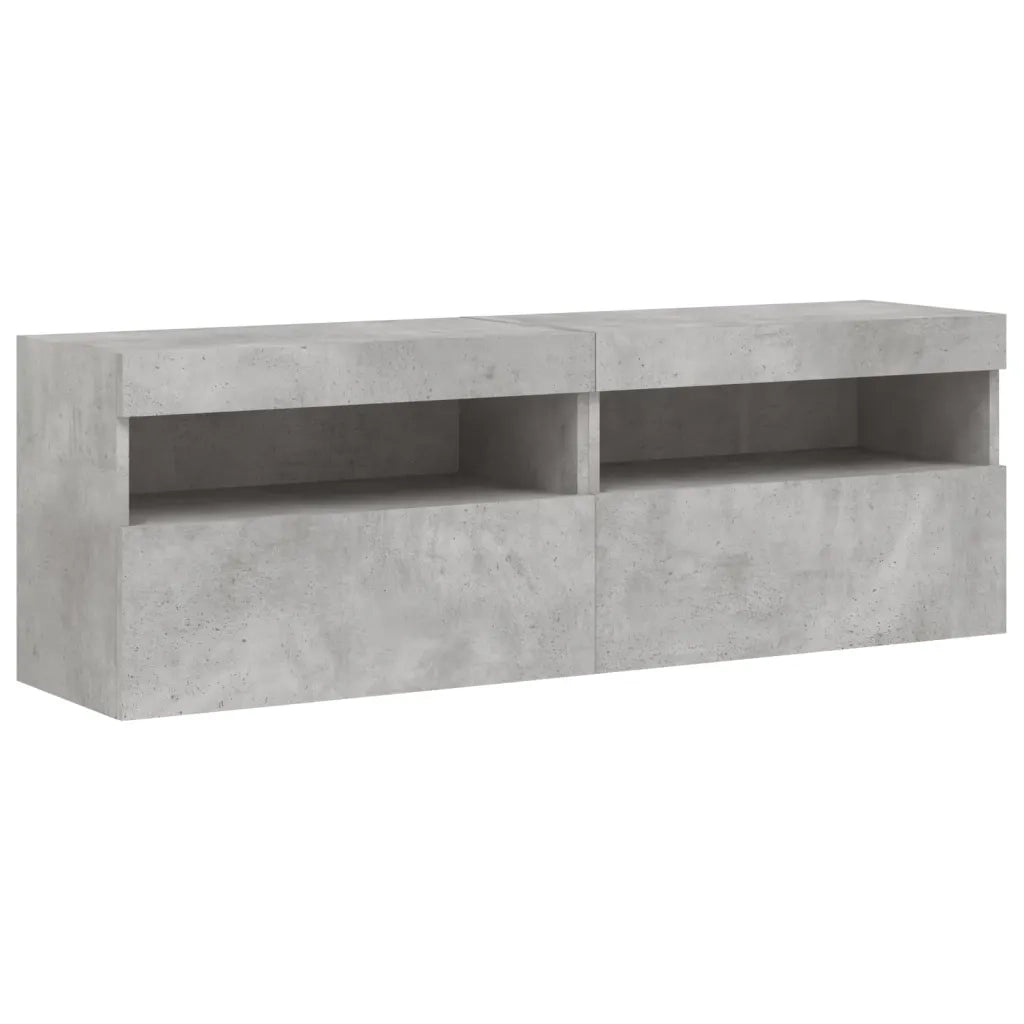 Mobili TV a Parete con Luci LED 2pz Grigio Cemento 60x30x40 cm 837190