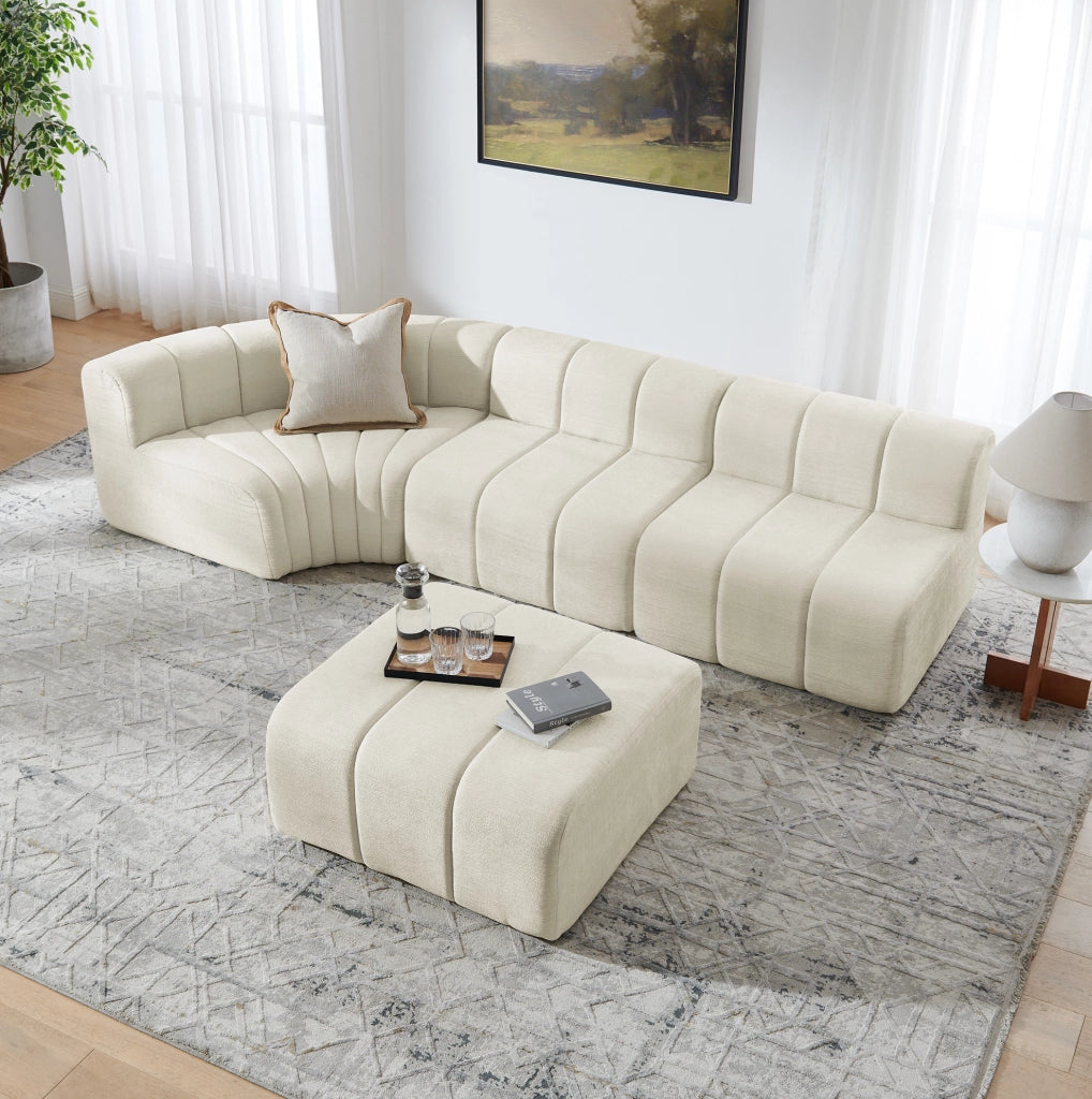 Divano angolare modulare componibile in chenille beige
