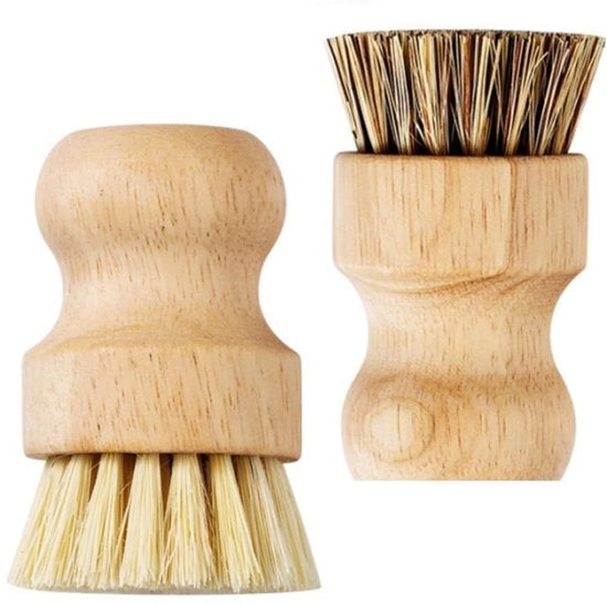Set di spazzole per verdure e funghi in legno naturale - 2 pezzi - Spazzola per cucina - Spazzola morbida con setole naturali