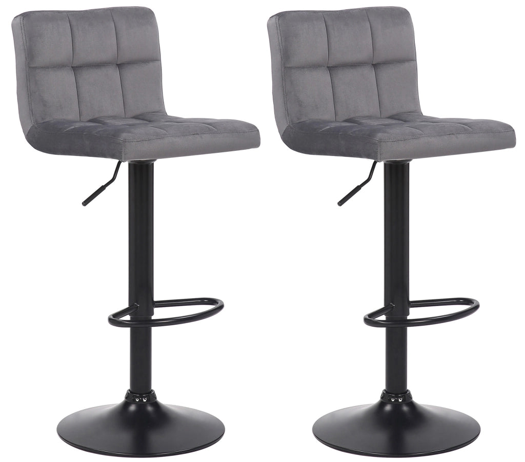 Set di 2 sgabelli bar Feni in velluto grigio