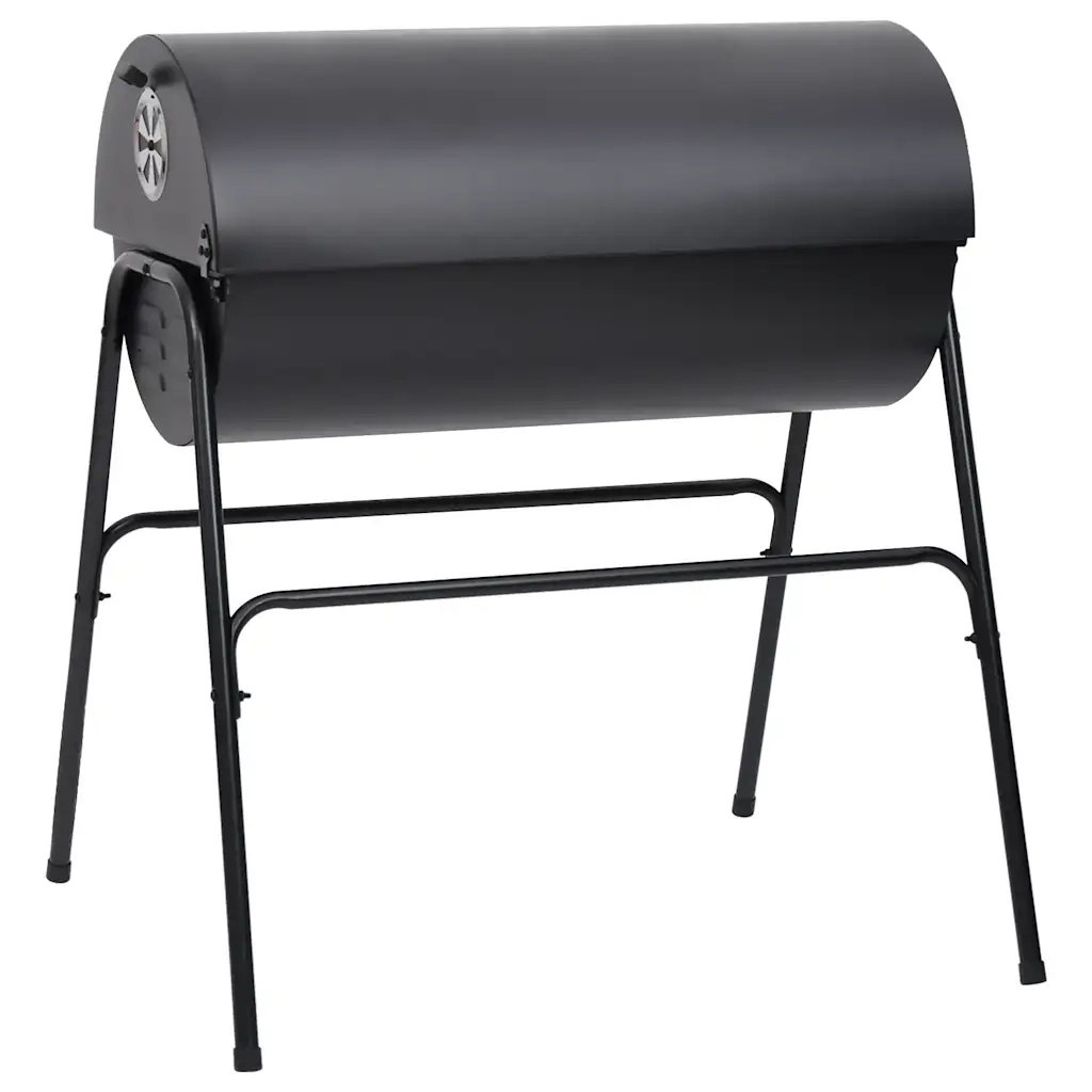 Barbecue a Barile 2 Griglie di Cottura Nero 80x95x90 cm Acciaio 313635