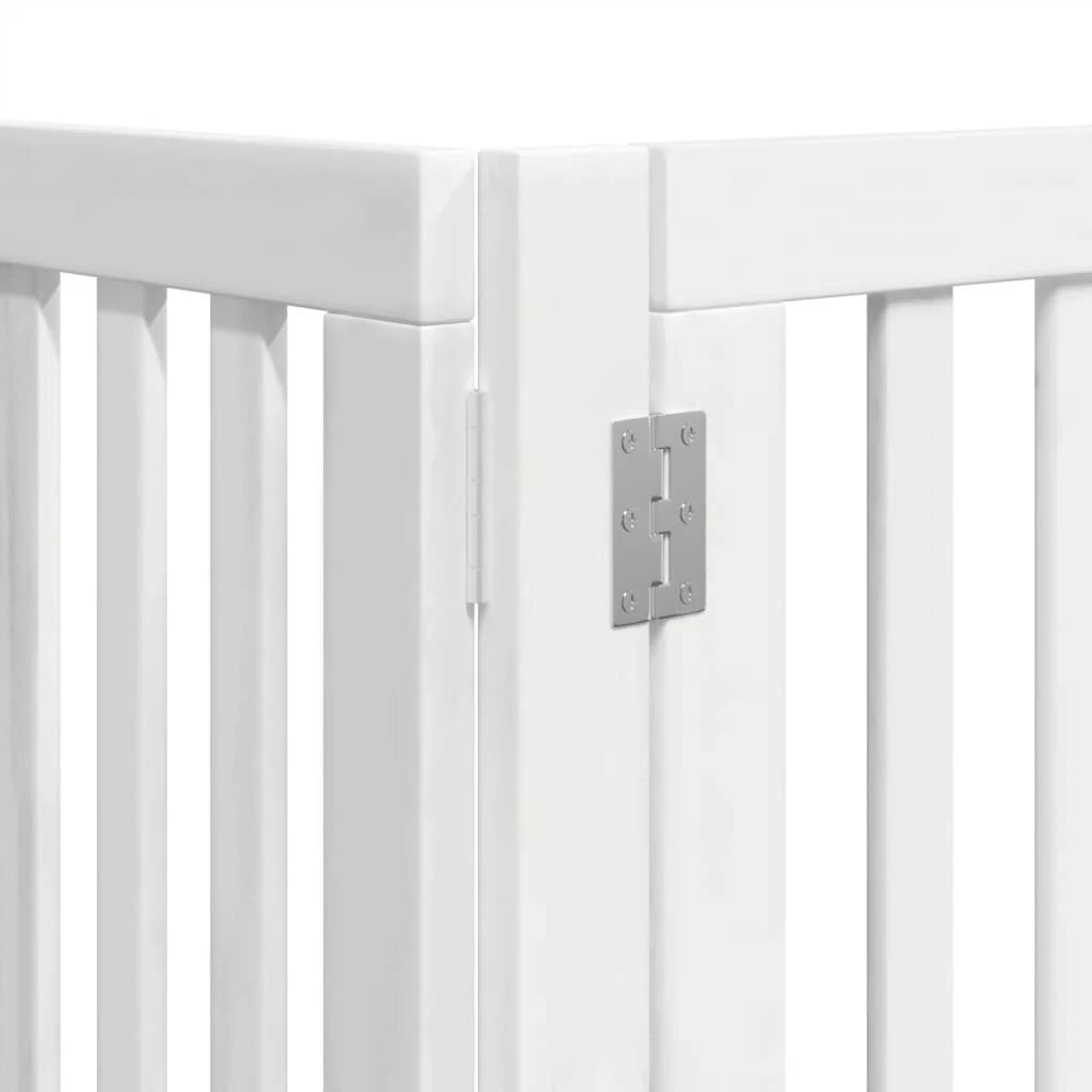 Cancelletto di sicurezza per animali domestici porta pieghevole 12 pannelli legno di pioppo bianco 02_0023164