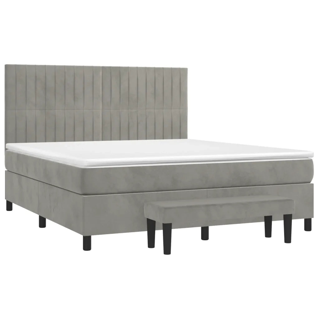 Giroletto a Molle con Materasso Grigio Chiaro 180x200cm Velluto 3137977