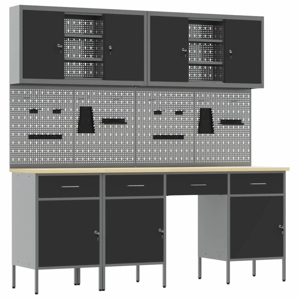 Mobile da lavoro 10 pcs Nero Legno ingegnerizzato e acciaio 3321472