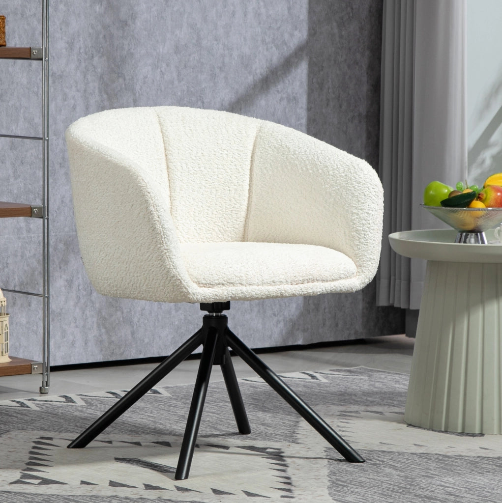 Poltrona lounge girevole color crema con braccioli