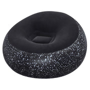 Trade Shop - Poltrona Pouf Gonfiabile 112x112x66cm Superficie Vellutata Design Macchiettato Casa Giardino - Nero
