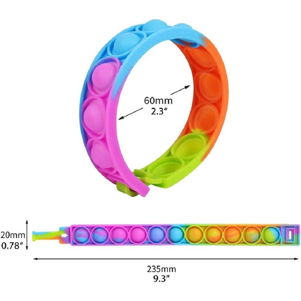 Trade Shop - 6 Braccialetti Antistress Arcobaleno Bolle Aria In Silicone Gioco Bambini Adulti -