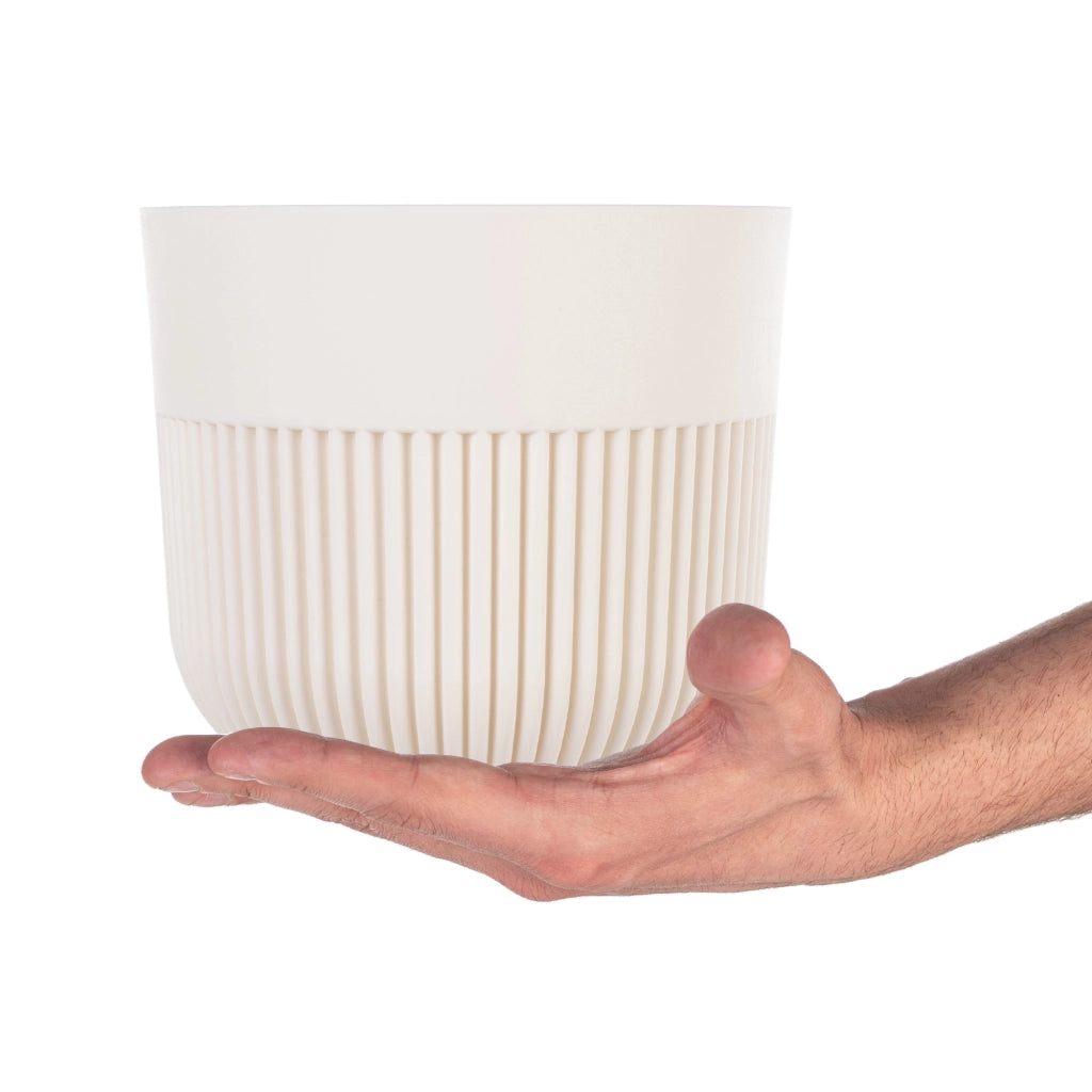 Vaso da fiori KADAX, 15 cm, in plastica, rotondo, con nervature, per piante e fiori