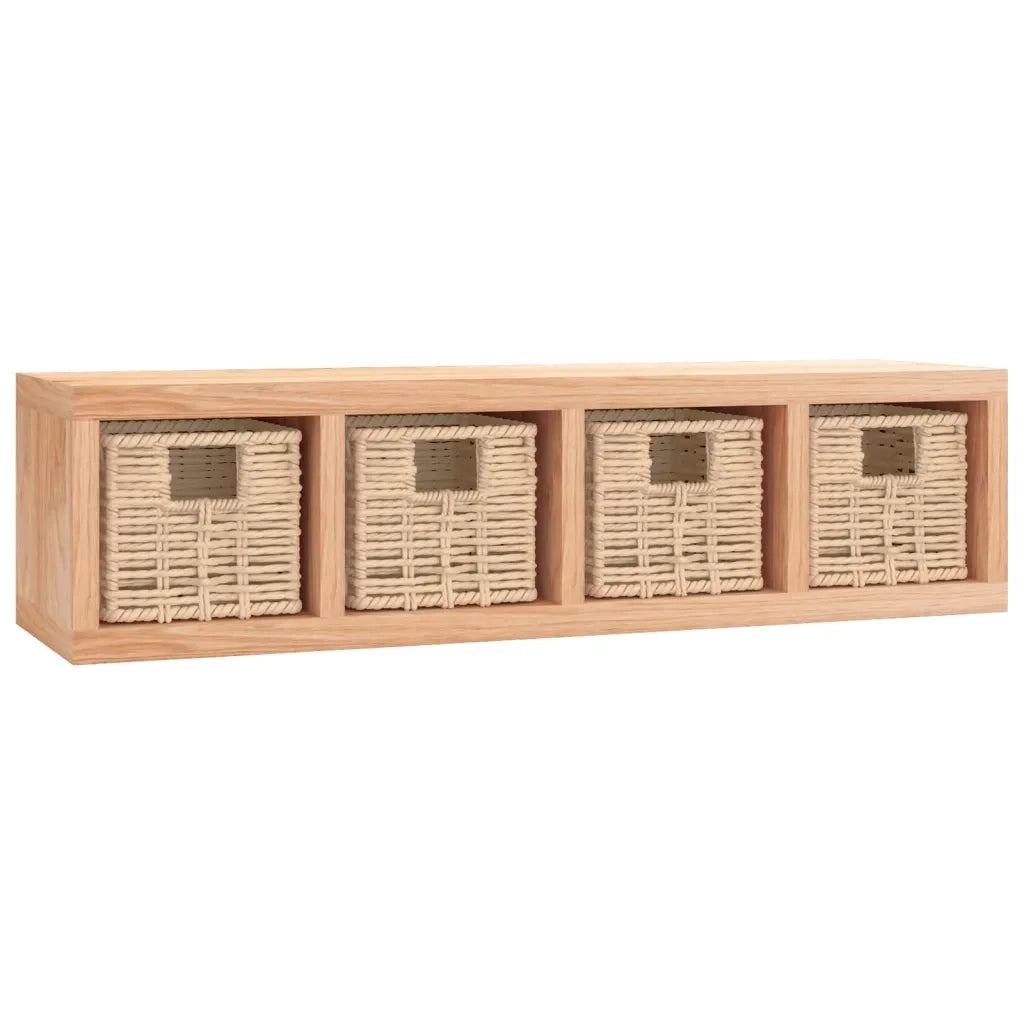 Scaffale a Muro con Cestini 62x18x16 cm Legno Massello Noce 350370