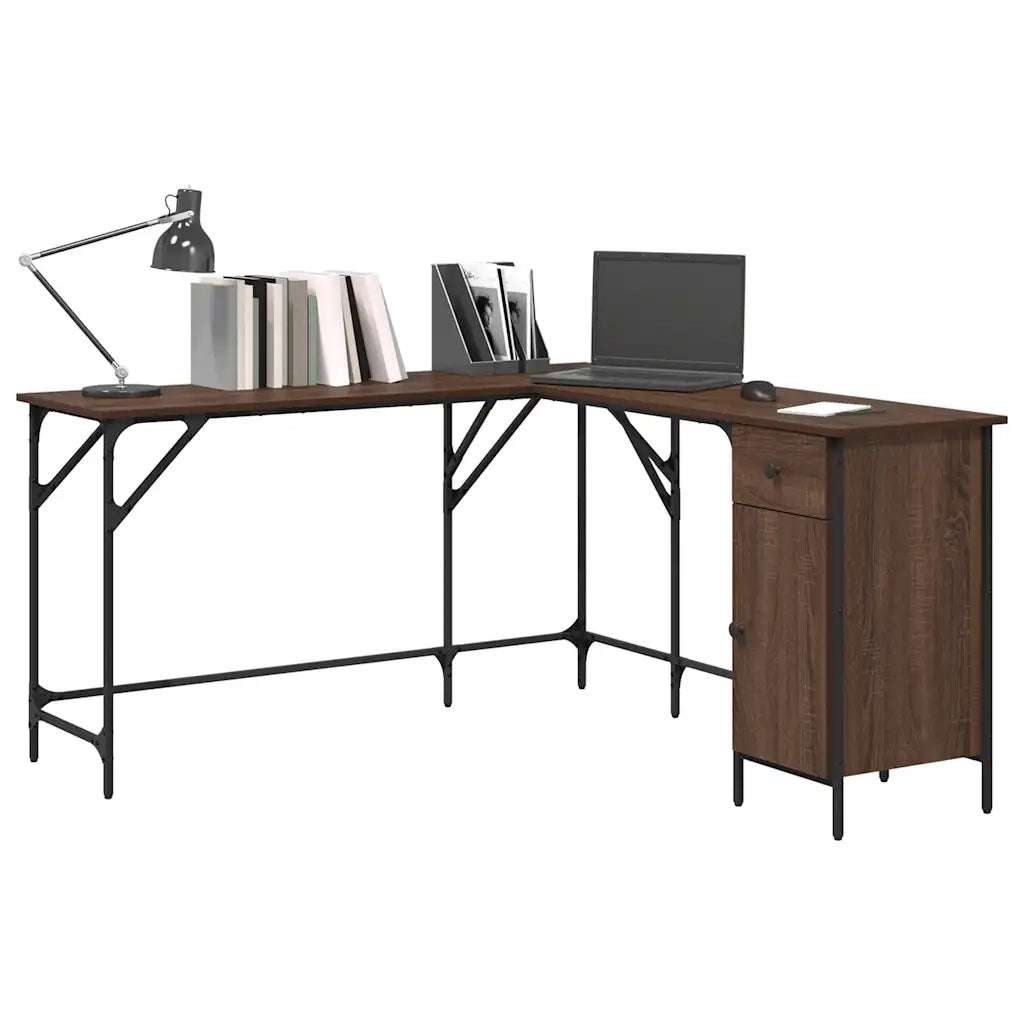 Scrivania Rovere Marrone 141x141x75 cm in Legno Multistrato 837601