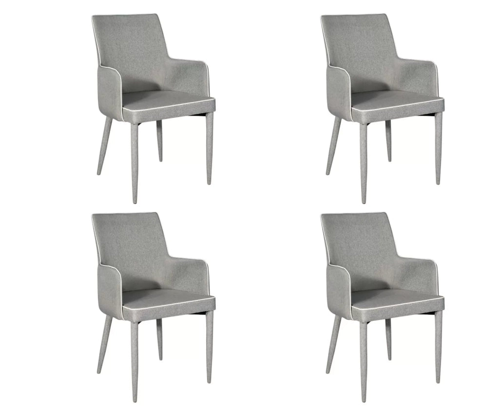 Set 4 sedie in tessuto grigio con bordo bianco misure l.55 h.89 p.54 hs.49 (904) - Mobili 2G