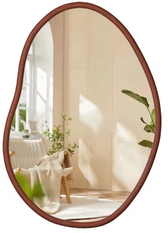 Specchio per parete asimmetrico - Dimensioni grandi - Cornice in legno - Design moderno - 56x82cm