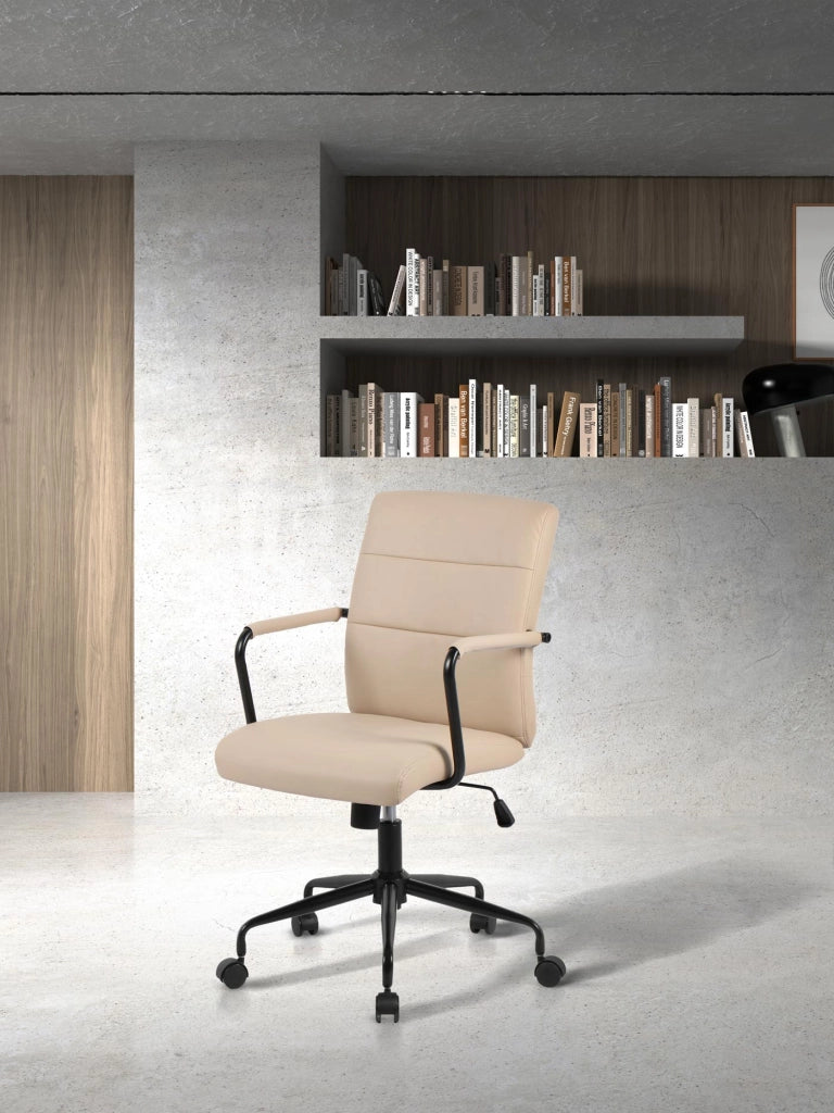 Sedia studio Hispanohogar regolabile in altezza similpelle beige 99x64x70