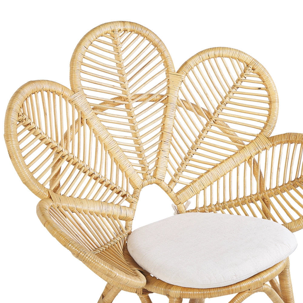 Sedia pavone poltrona in cotone rattan beige cuscino per sedile giardino esterno interno boho