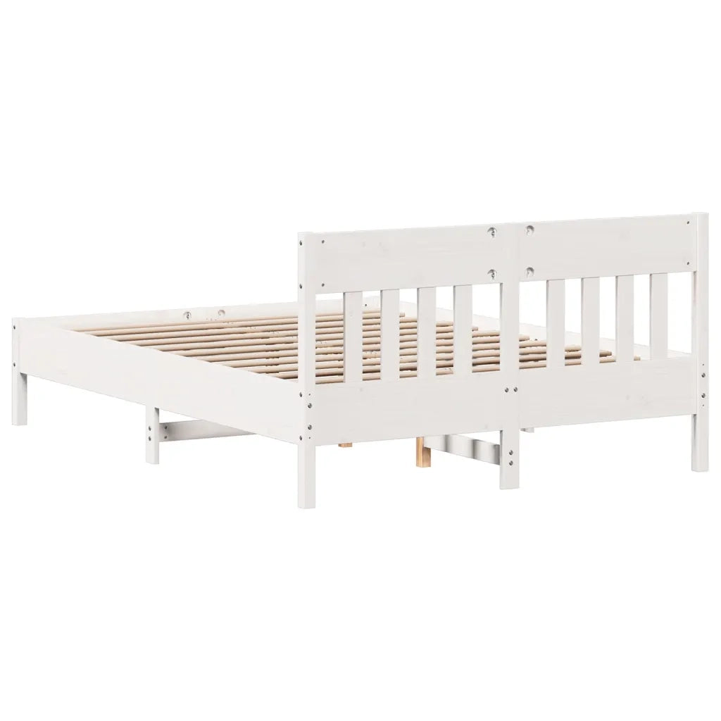 Giroletto senza Materasso-Struttura Letto Bianco 160x200 cm Legno Massello Pino 537991