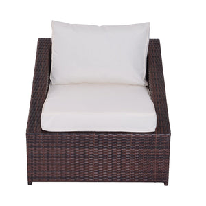 EasyComfort Set Mobili da Balcone in PE Rattan, Tavolo da Giardino con Poltroncine e Cuscini, Marrone