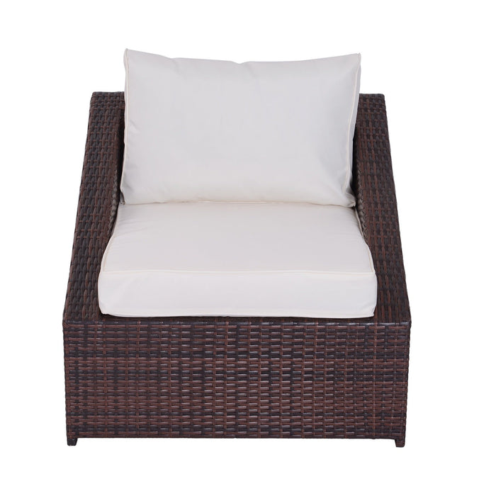 EasyComfort Set Mobili da Balcone in PE Rattan, Tavolo da Giardino con Poltroncine e Cuscini, Marrone