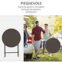 EasyComfort Tavolino con Sedie Pieghevoli in Acciaio Marrone, per Balcone, Terrazzo, Giardino