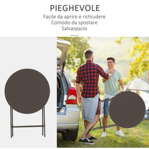 EasyComfort Tavolino con Sedie Pieghevoli in Acciaio Marrone, per Balcone, Terrazzo, Giardino