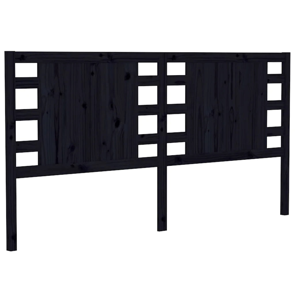 Testiera per Letto Nera 166x4x100 cm in Legno Massello di Pino 818784