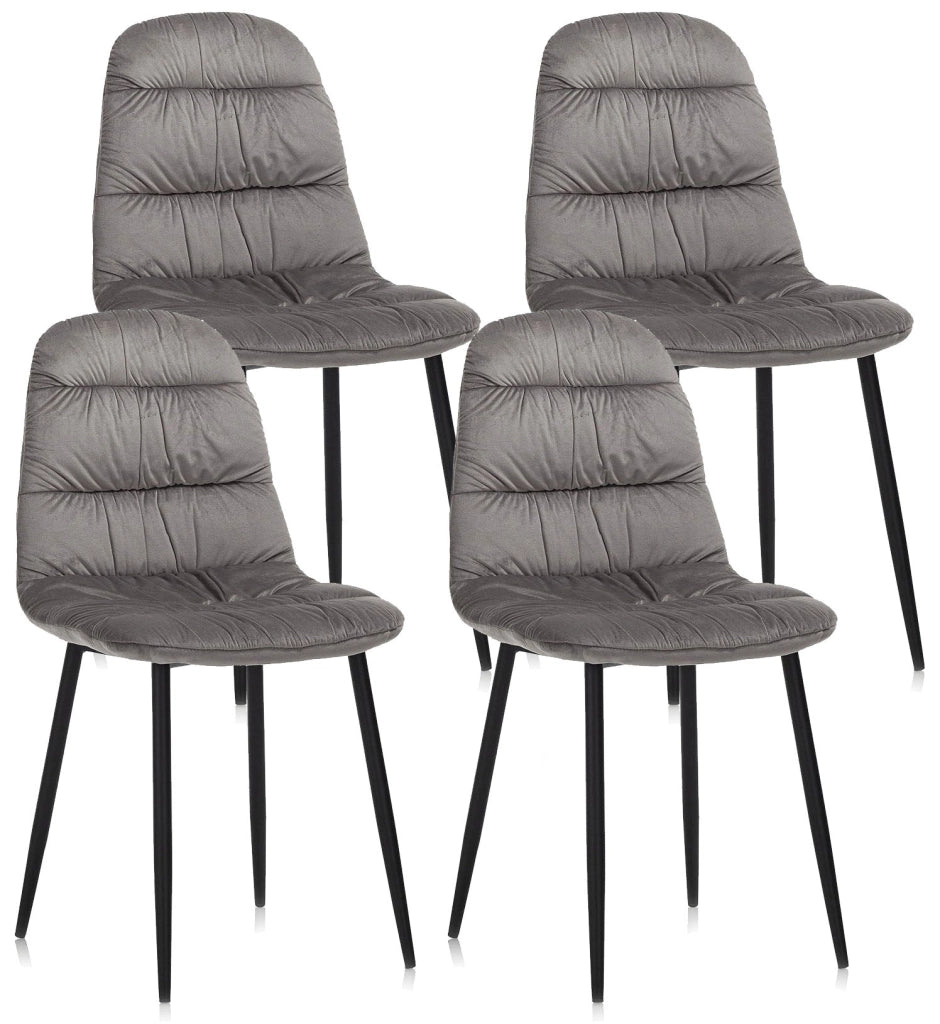 Set 4 Sedie 44x40x90 cm in Velluto Grigio