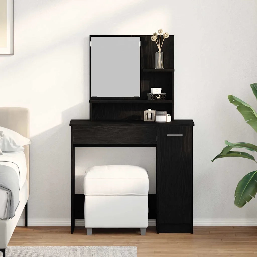 Tavolo da Trucco con cassetto Rovere Nero 86,5 x 35 x 136 cm 862783
