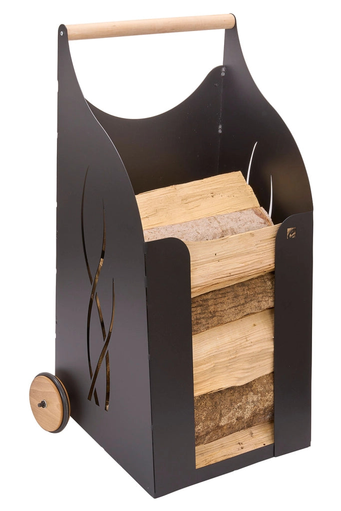 Carrello Portalegna su Ruote 47x39x85 cm Crea Carrello Legna in Acciaio Nero